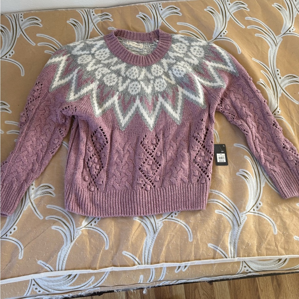 Lucky Brand Women's Pink and Gray Sweater - New with Tags Medium